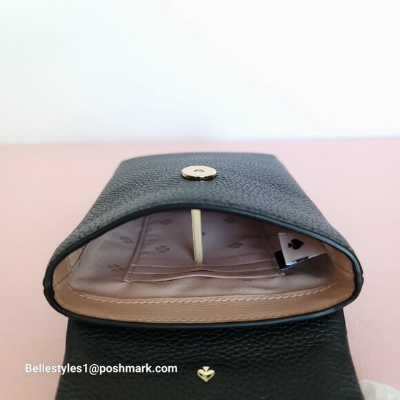 KATE SPADE Bradley North/South Pebbled Leather Phone Crossbody- Black color πβ - Picture 13 of 16